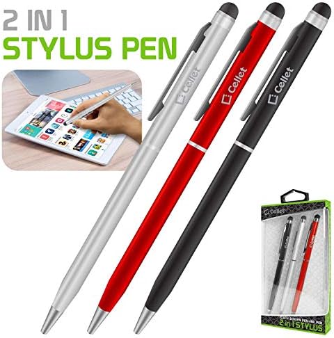 Pro Stylus Pen עבור OnePlus 6T עם דיו, דיוק גבוה, צורה רגישה במיוחד וקומפקטית למסכי מגע [3 חבילה-שחור-אדום-סילבר]